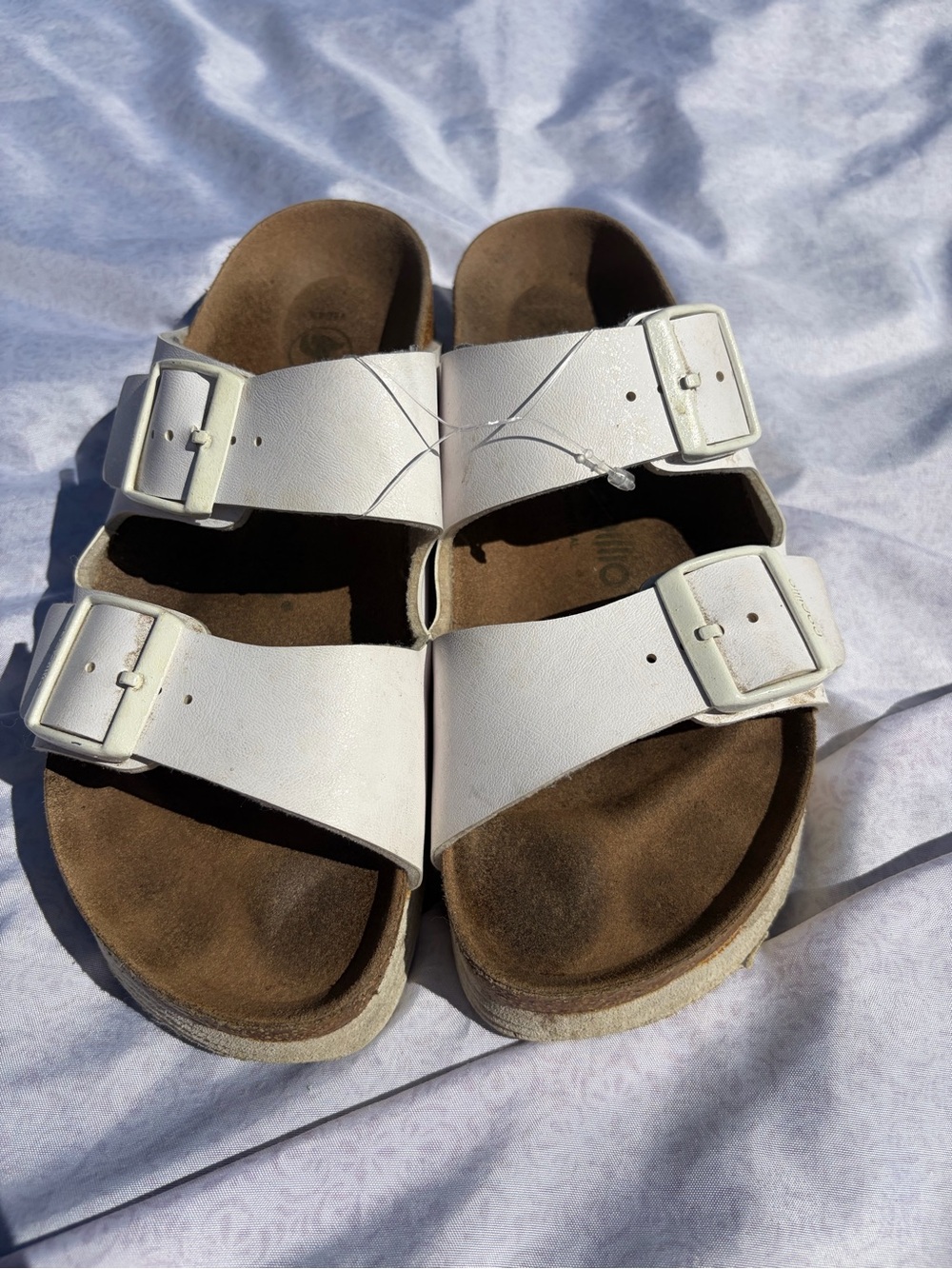 Papillio by Birkenstock white flex platforms sandals